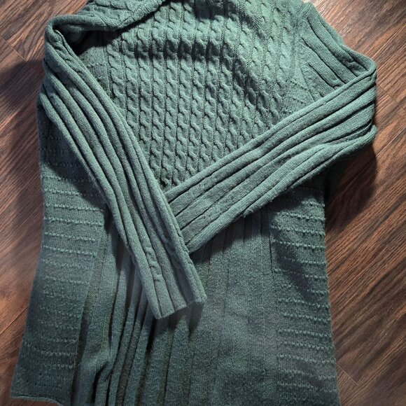 BRIGGS 100% Acrylic Forest Green Cozy Cable Knit Cardigan Sweater SIZE L - Picture 2 of 5